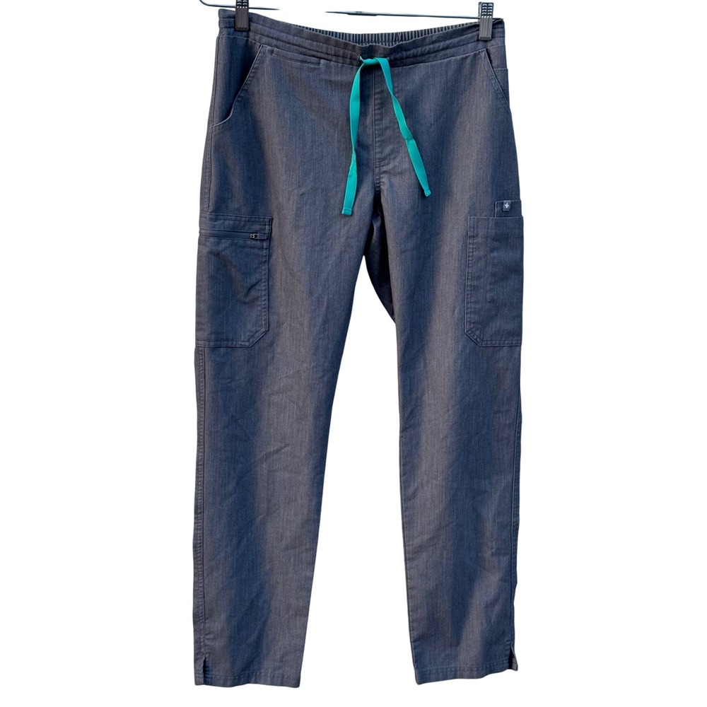 FIGS Scrub Pants Women's S Graphite Gray Excellent Cargo Pocket Drawstring Waist
